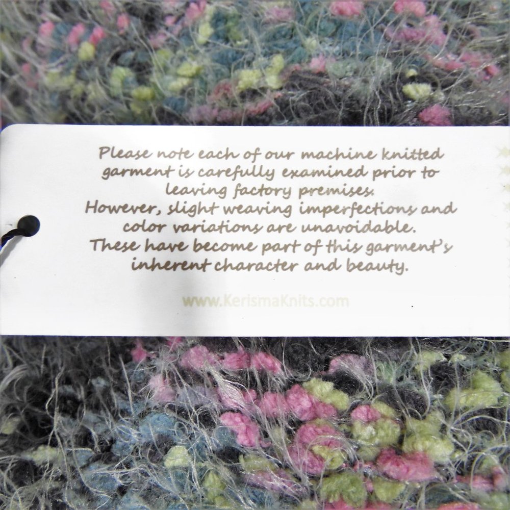 Fuzzy Multicolor Popcorn Knit Button Up Cardigan … - image 8